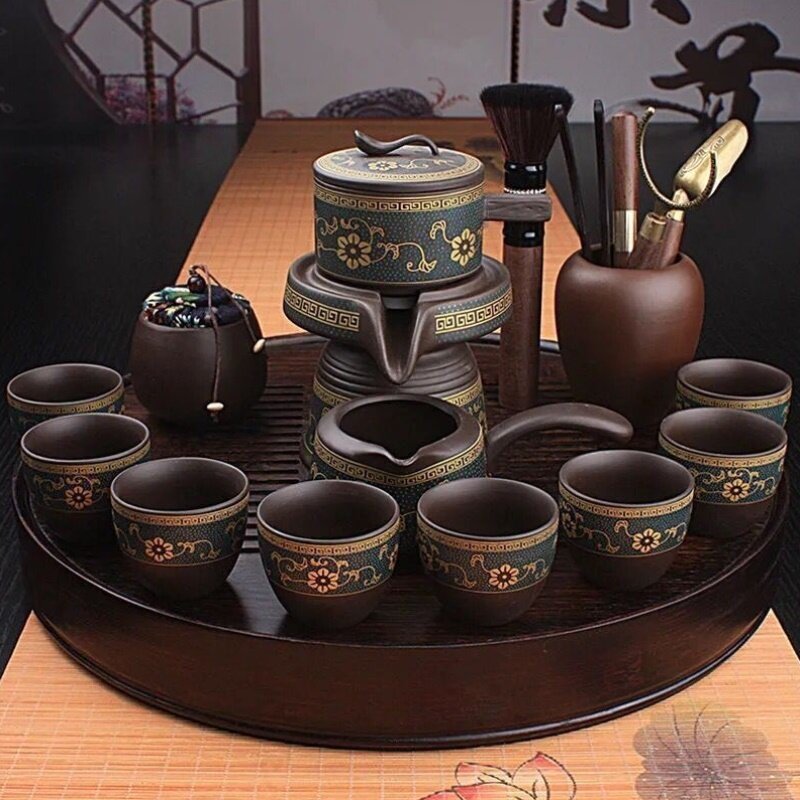 茶具茶盘套装家用紫砂懒人石磨功夫自动泡茶器陶瓷窑变茶杯茶道套