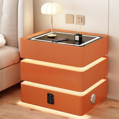 悬浮床头柜三抽简约实木现代无线充一体多功能轻奢家用卧室床边柜