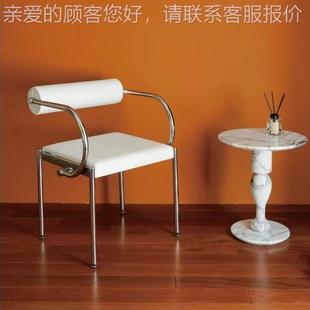 2035中古轻带扶手计奢师款 餐椅不轻奢高级感锈钢艺术感椅子靠设背