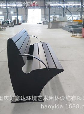 公园户外PSKW-BE-长椅椅庭双人靠背长条凳子室外防腐院座木塑木铁