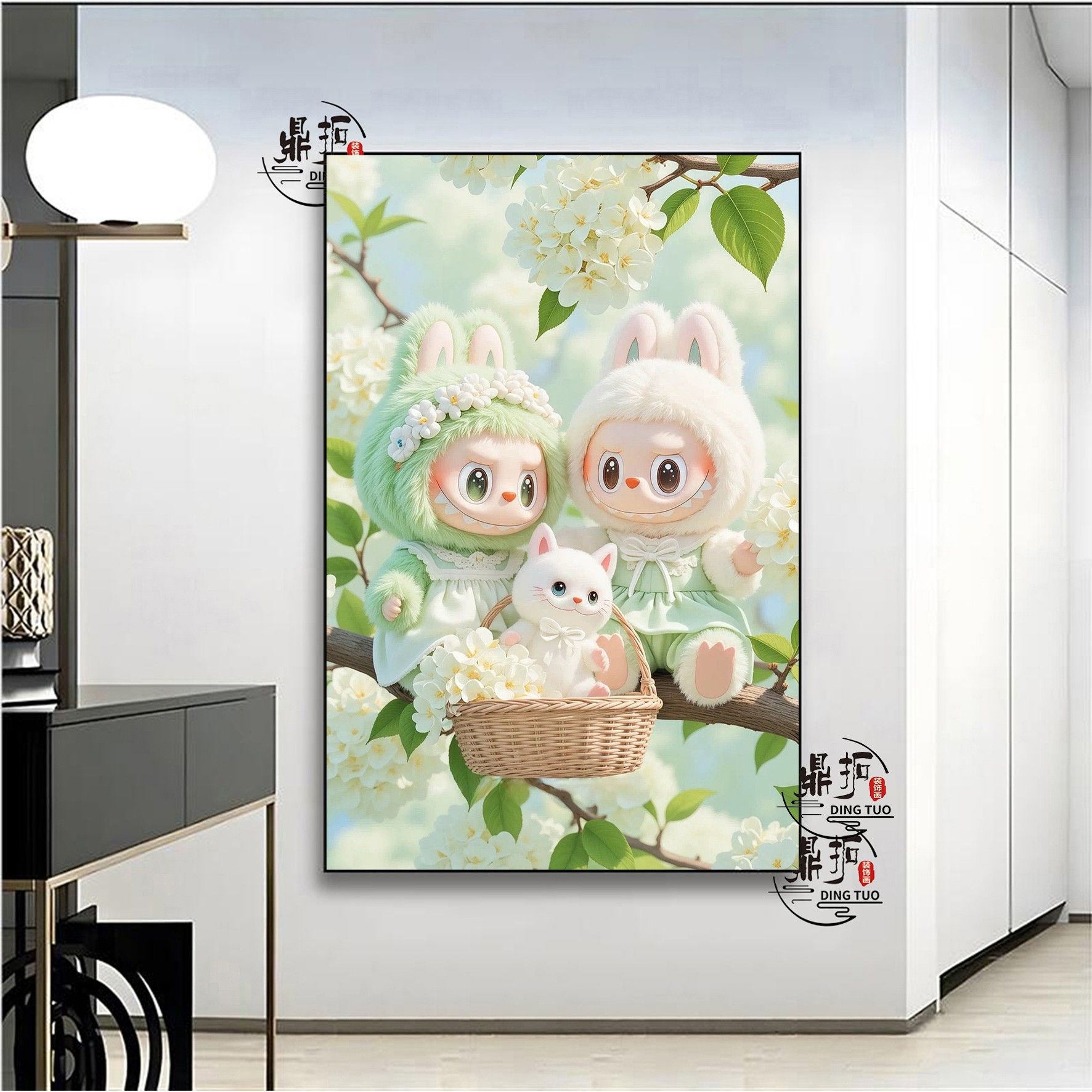 泡泡马特labubu挂画拉布布潮玩装饰画玄关卧室床头可爱儿童壁画