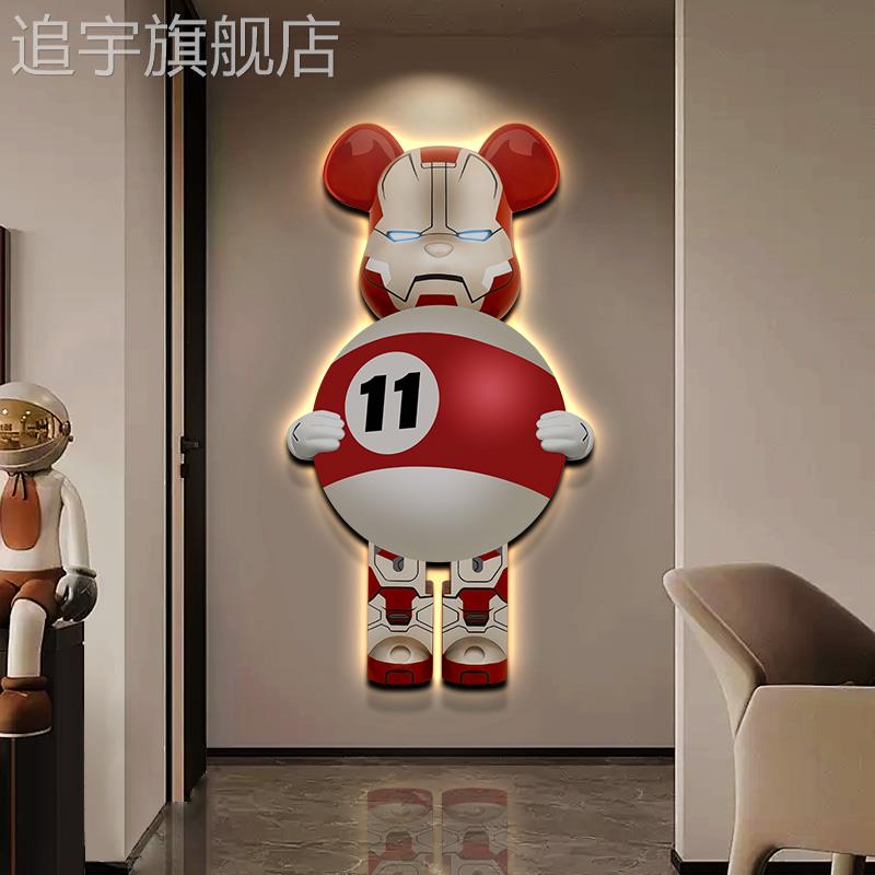 简约轻奢台球厅装饰画 画潮流考斯桌球馆背景墙壁灯时尚黑八玄关