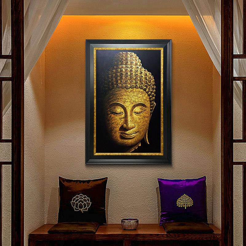 东南亚风格装饰品泰式墙面装饰泰国佛像挂画养生馆装饰画背景壁画