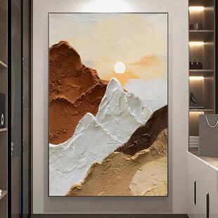 客厅东面墙沙发后背景墙装饰画走廊过道玄关日出背有靠山风景油画