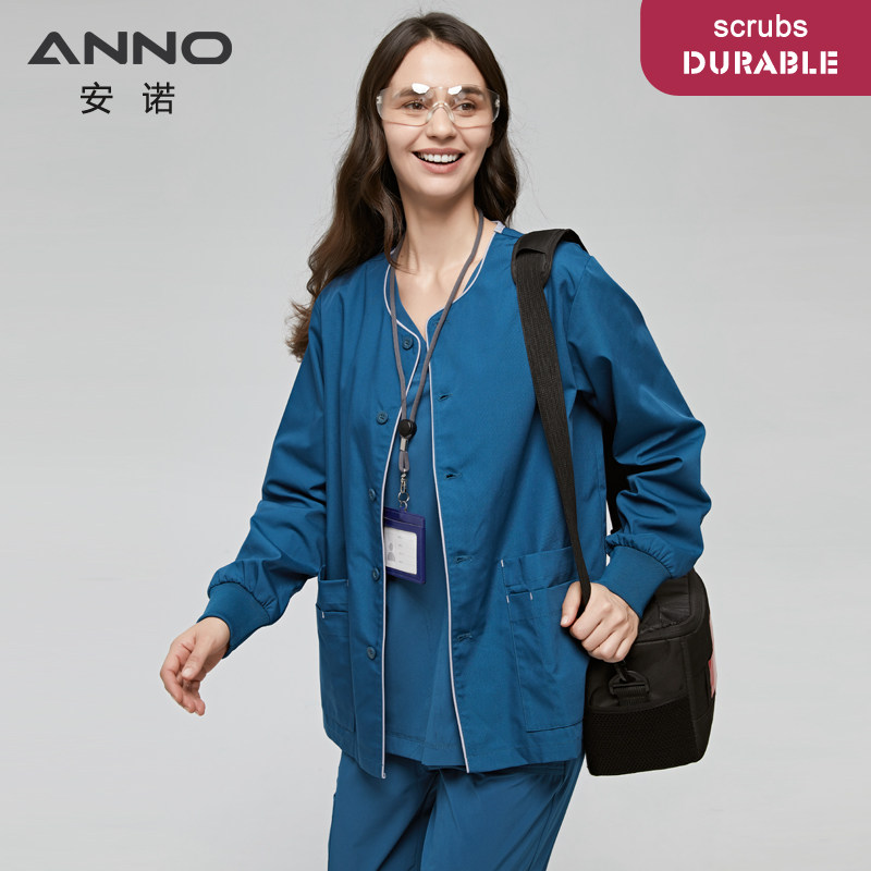 安诺手术服新款桃心领外出服男女款涤棉长袖洗手衣医生护士刷手衣