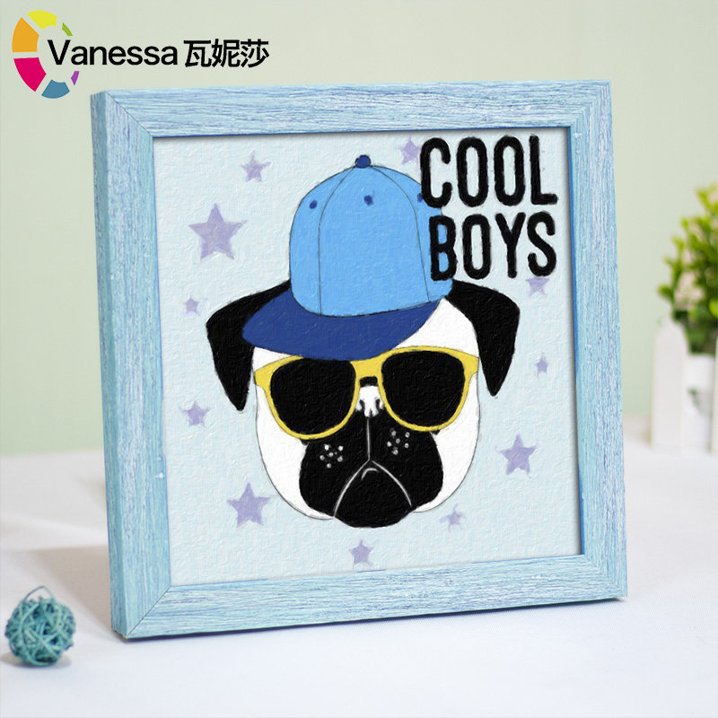 儿童数字油画diy油彩画卡通动漫动物填充数码手绘填色手工装饰画