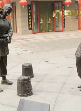 吃面人物民俗人物玻璃钢制作铜雕小品户外街边商业街步行街雕塑