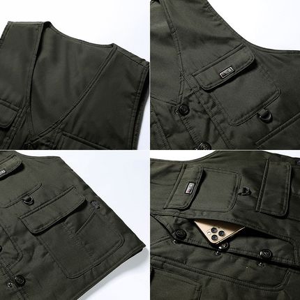 爸爸工装马甲男夏季薄中老年马夹外套多口袋老人上衣爷爷钓鱼背心