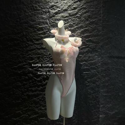 性感可爱萌妹感毛绒女仆连体衣