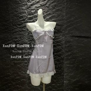 吊带蕾丝边带胸垫宫廷风露背睡裙 驯服 猫 「法式 奶芙」性感法式