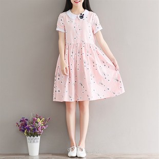 胖女童夏季 15岁初中学生森女16少女孩加肥加大宽松裙子 连衣裙12