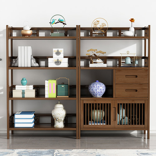 博古架茶具架实木多层新中式多宝阁工艺品摆件置物架茶叶柜茶水架