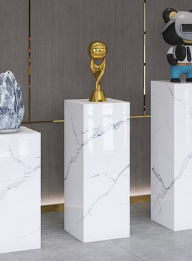 大理石纹雕塑工j艺品岩板摆件底座展示台酒店展厅会所客厅装饰摆