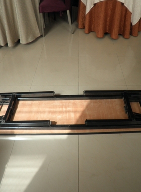 白色钢木条形会议长条桌子简易折叠长方形酒店IBTM桌培训自助餐台