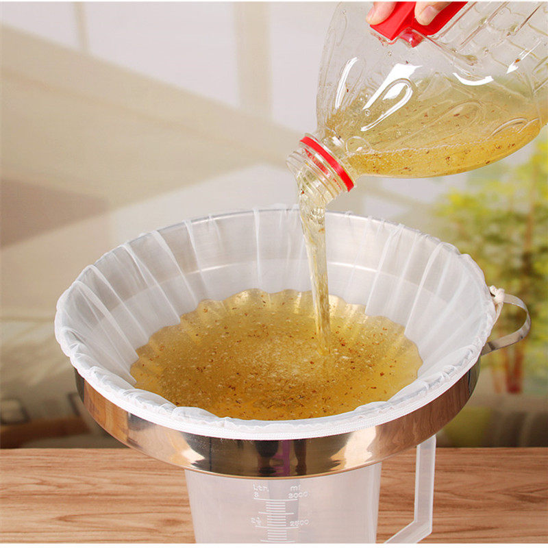 漏斗宽口大口径不锈钢厨房蜂蜜奶茶白酒I葡萄酒过滤器带超细过滤