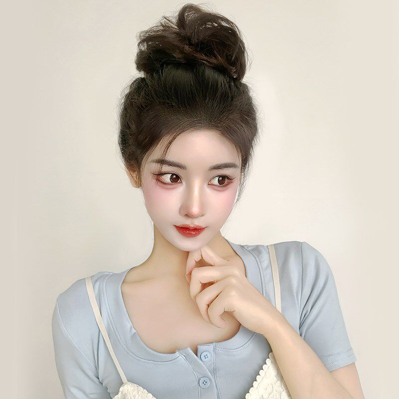 抓夹款卷包丸子头假发女真人发蓬松自然花苞头发发圈垫Z发包盘发