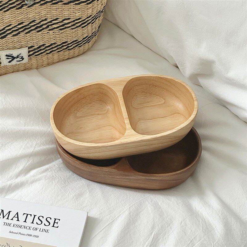 坐船来啦木质干果盘零食拼盘水果盘茶M点盘实木盘托盘分格盘