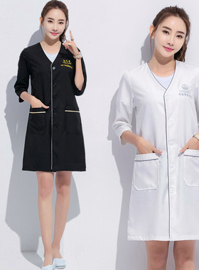 新款韩式半永久纹绣师女短袖美容院美容师皮肤管理P工作服定制log