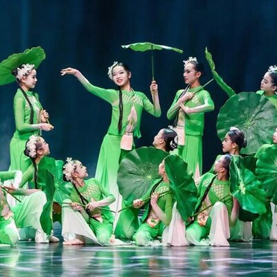 小荷叶舞蹈服儿童古典舞女荷x叶翩翩演出服如梦令莲叶荷花表演道