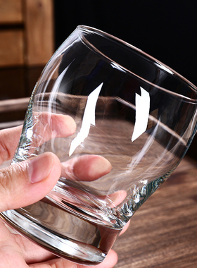 创意无铅玻璃水杯家用p透明耐热酒杯啤酒杯餐厅烈酒杯子2只6只套