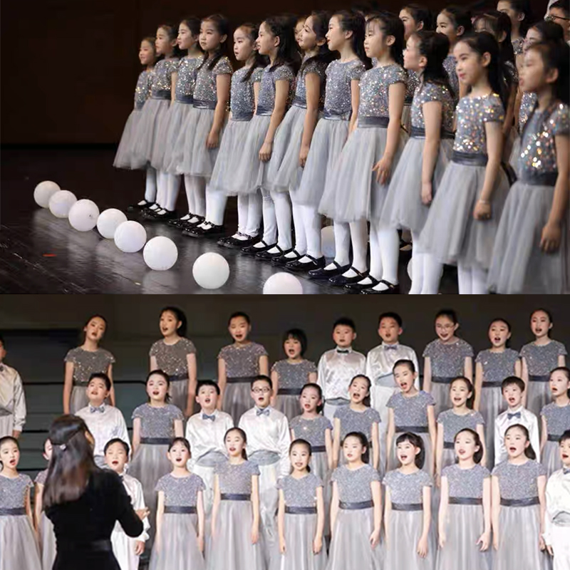 六一儿童合唱演出服亮片纱裙中小学生诗歌K朗诵表演男女童主持礼