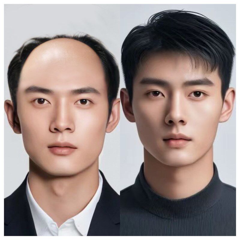 男士假发短发真发帅气隐形头顶补发片自然轻薄透S气脱发男士假发