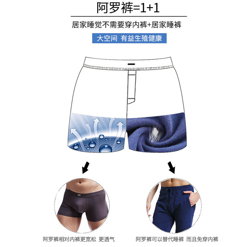 3条装棉宽松男士内裤平r角裤舒适家居睡裤家居短裤头透气阿罗裤衩