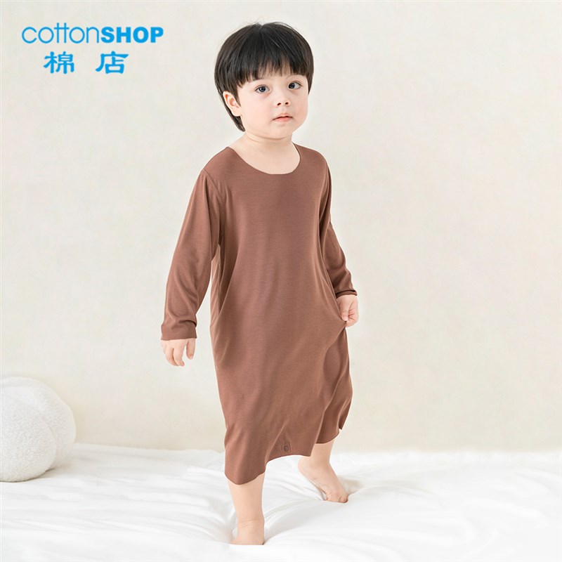 婴儿睡衣秋季薄款长袖家居服宝宝睡袍优可丝N睡袋儿童防踢睡裙春