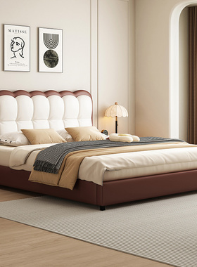 实木床法式简约家用卧室1米8双人床现代小户型1.5M单人床软包婚床