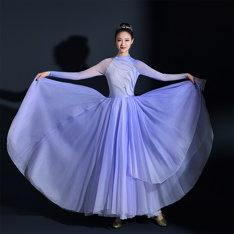 歌露朵古典舞演出服女飘逸纱裙舞蹈服清风烟雨开场舞大摆裙长裙