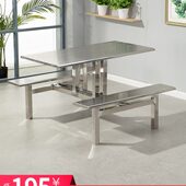 食堂餐桌人位 4饭工厂加固堂学校组合不锈钢8餐厅连体快餐桌椅6