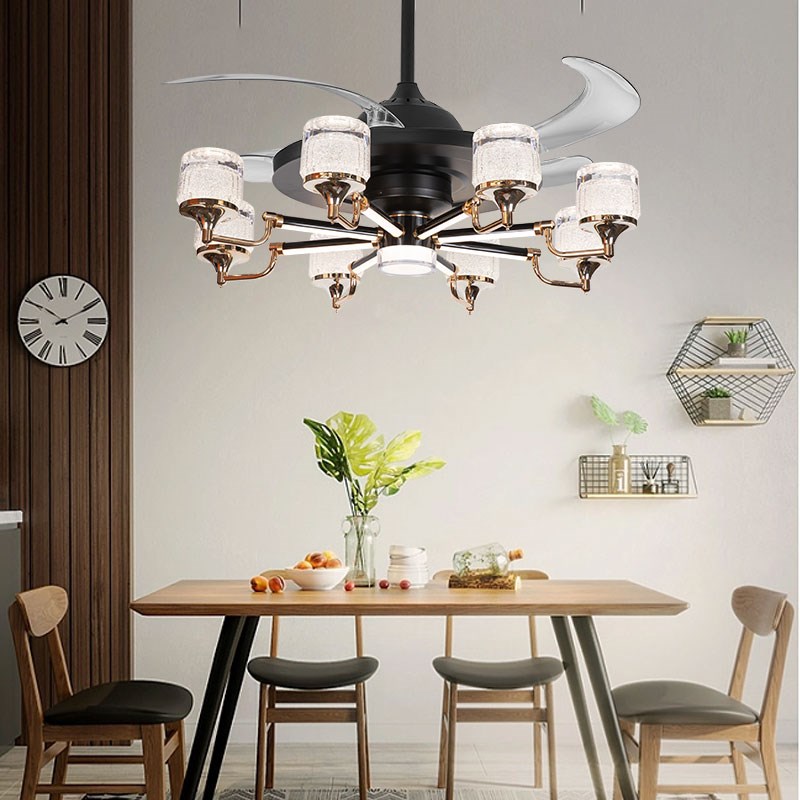 客厅北欧简约餐厅电风扇隐形吊扇灯餐厅超薄吊扇美式卧室风扇吊灯