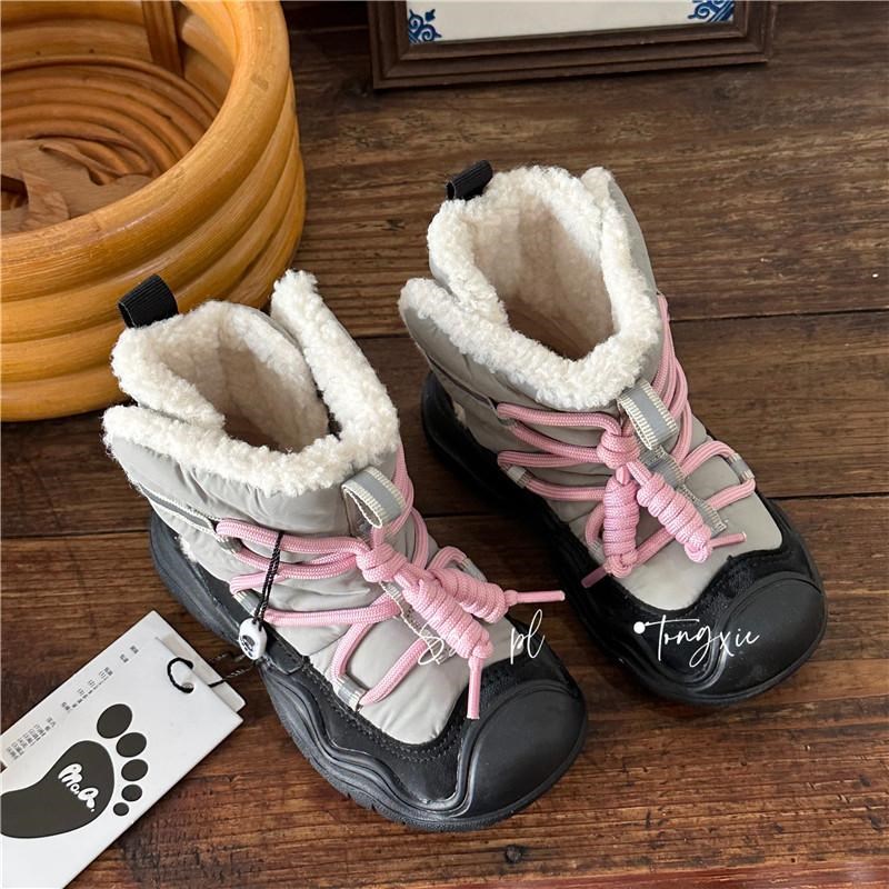 韩国童鞋冬季新款儿童棉靴防滑软底魔术贴休闲百搭加绒保暖小靴子