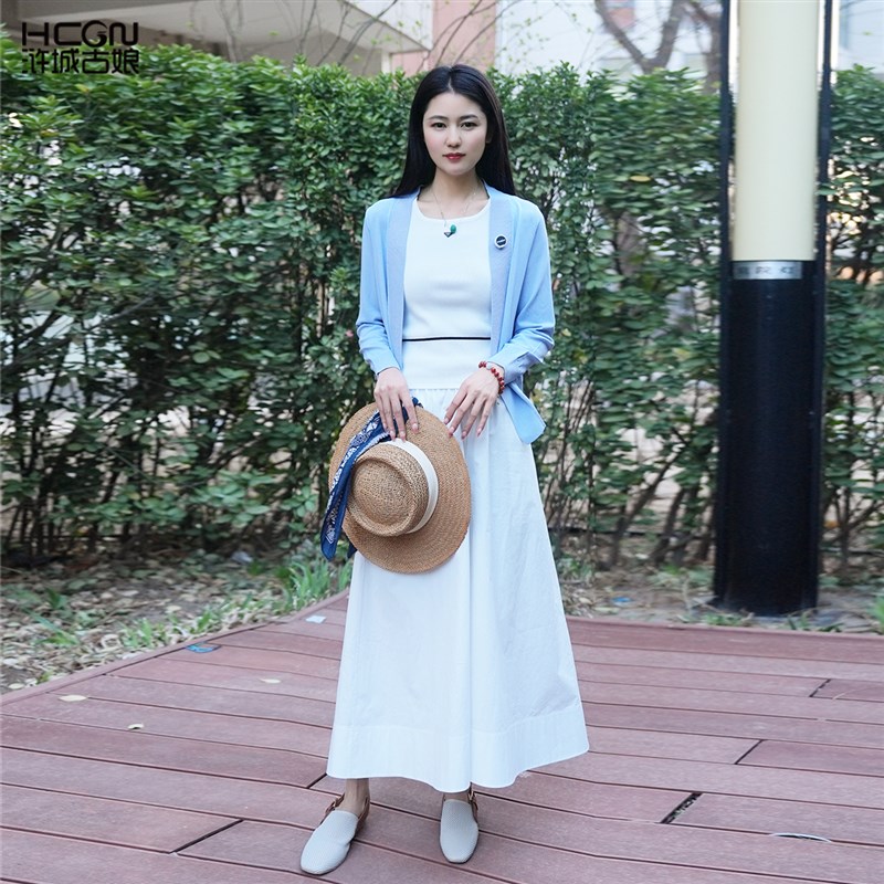 浒城古娘新款中国风百搭显瘦简约透气减龄气质休闲阔腿裙裤女夏季