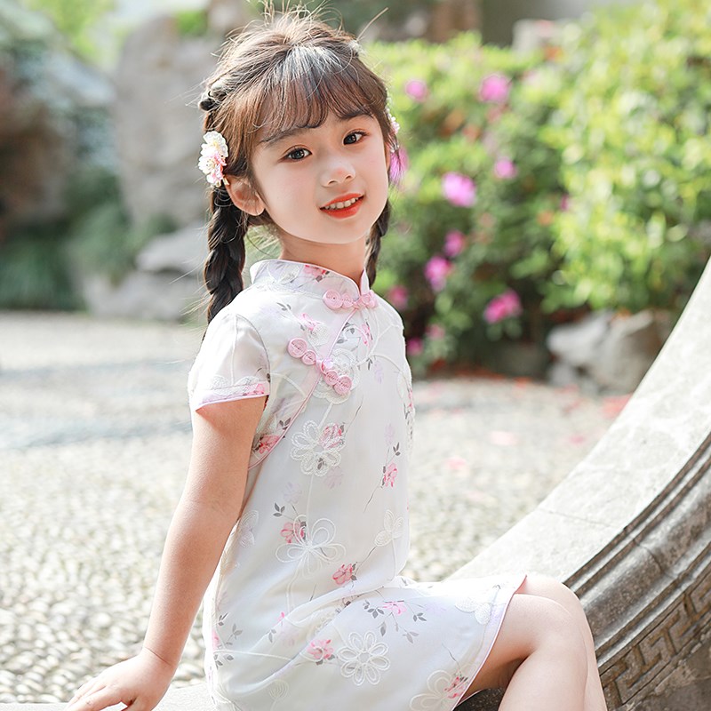 儿童旗袍夏季新款宝宝雪纺薄款女童中国风旗袍国风女孩中式连衣裙
