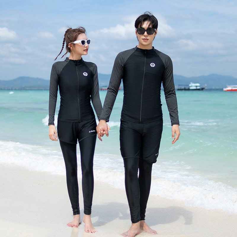 分体潜水服游泳衣男女情侣长袖y长裤防晒速干显瘦水母大码冲浪沙