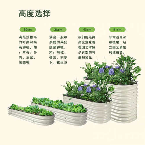 金属种植箱户外阳台花箱庭院楼顶种花蔬菜床移动菜框花箱花盆花槽