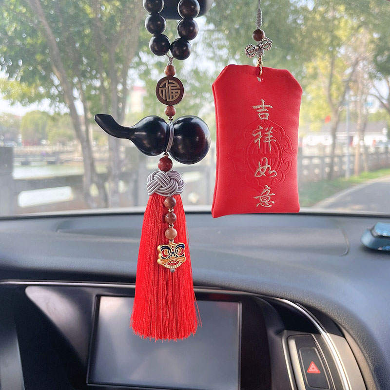 汽车挂件车内吊饰中国风黑檀葫芦香囊挂饰平安香包后视镜装饰礼品