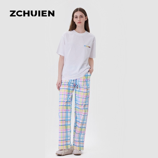 短袖 ZCHUIEN2025夏季 圆领时尚 新品 纯色全棉女士t恤宽松百搭基础款