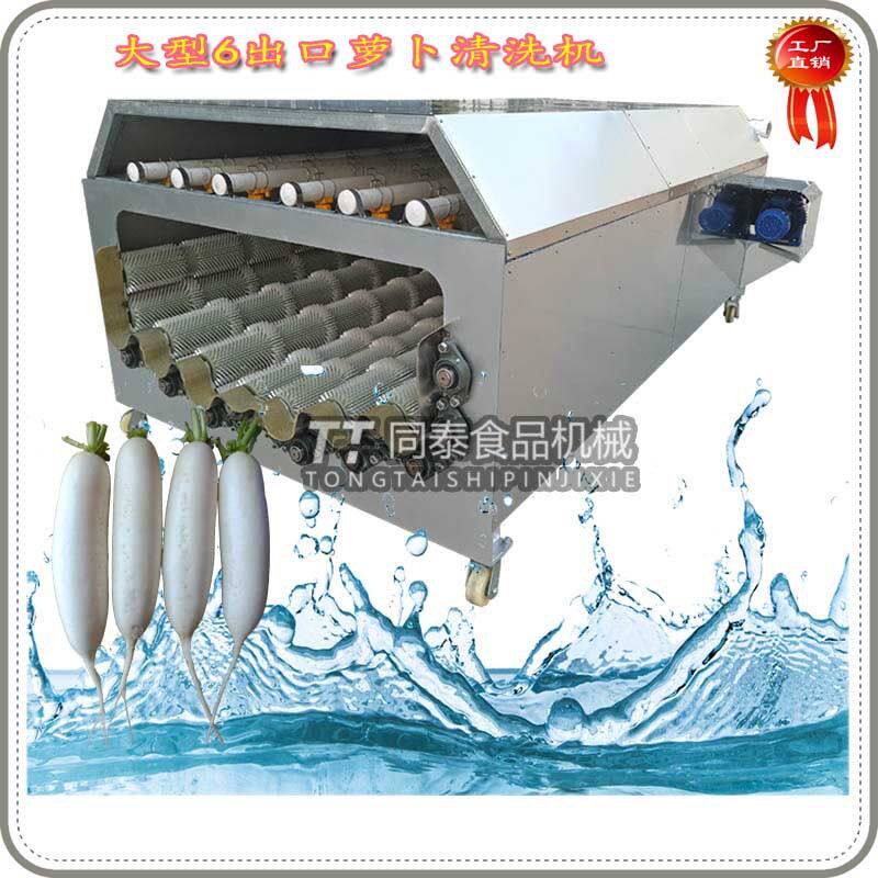 16辊大型萝卜清洗机 白萝卜清洗设备 多功能果蔬专用清洗机