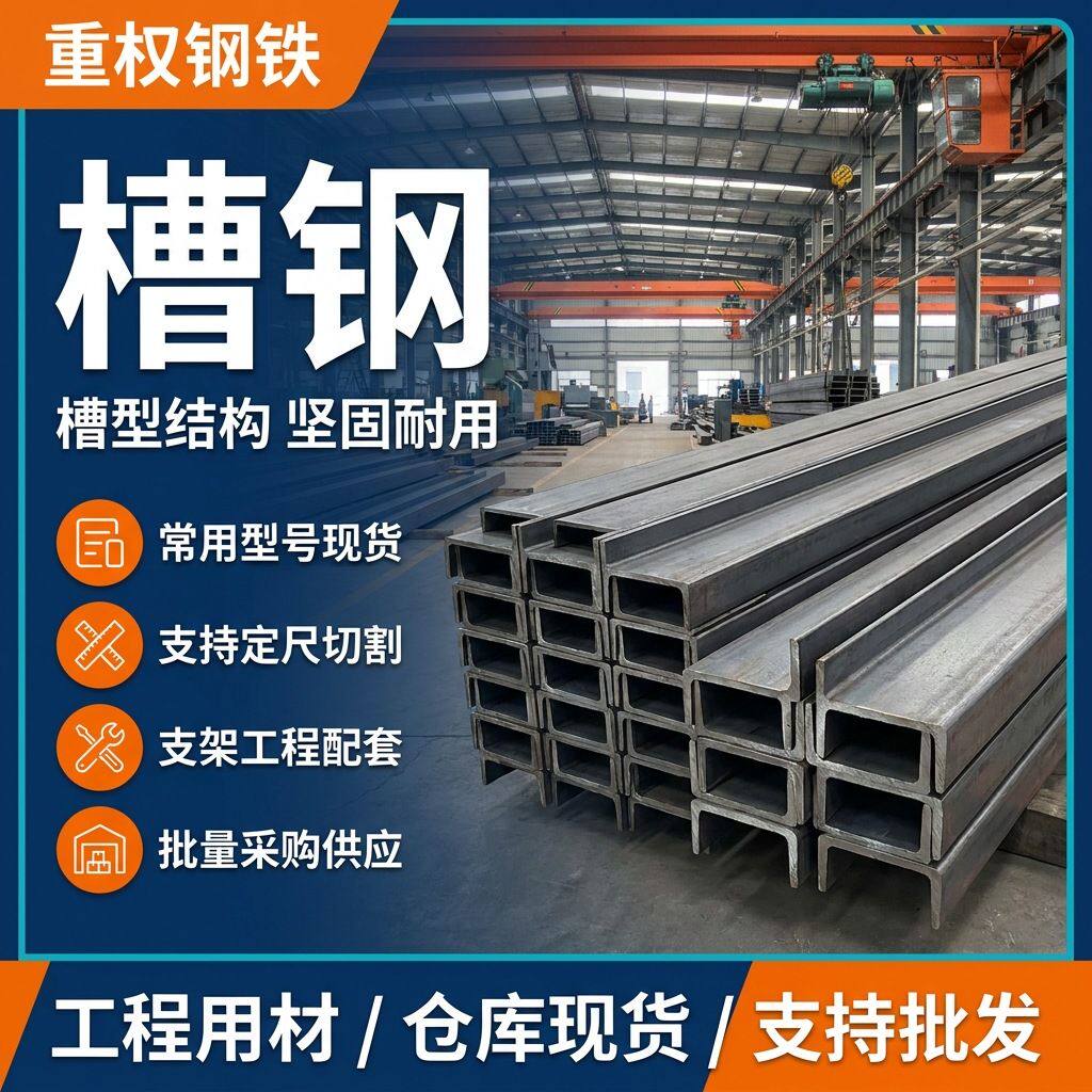 广东佛山现货镀锌槽钢Q235B工地承重支架用热浸锌型材可按需切割