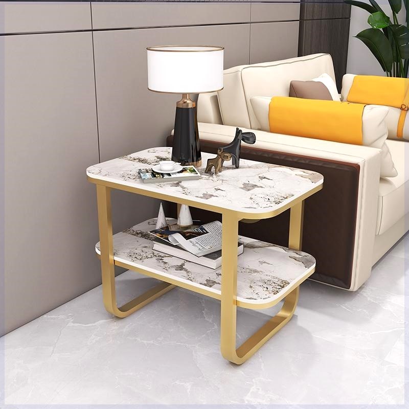 轻奢沙发岩板边几边柜简约双层角几床头柜方形边桌客厅阳台小茶几