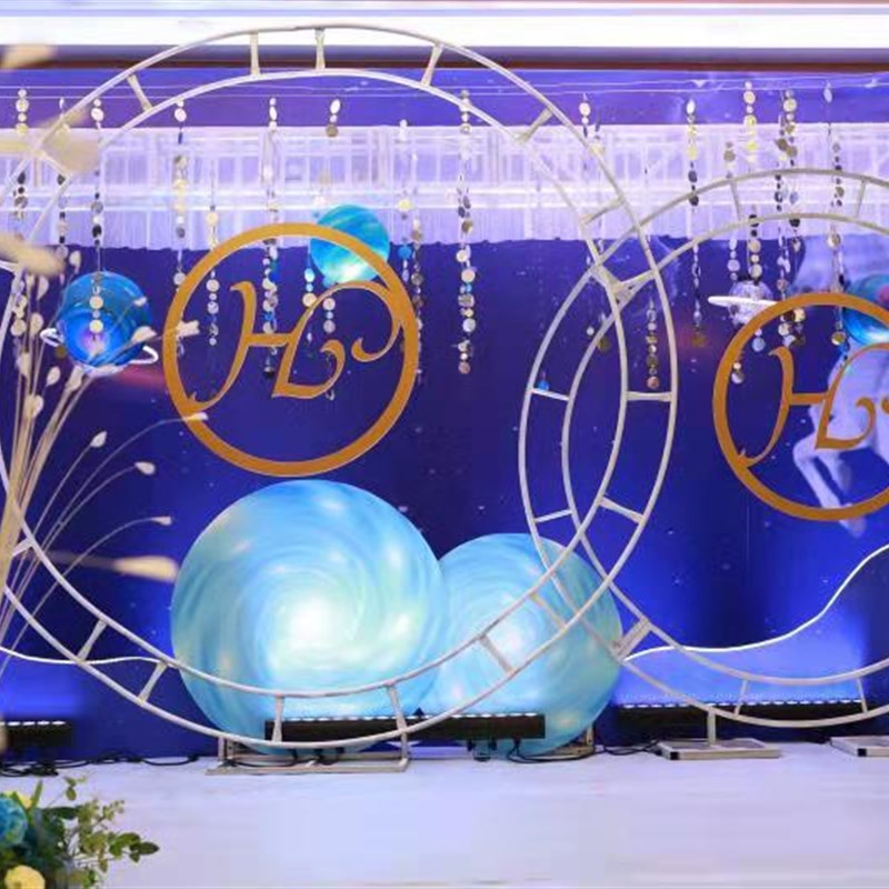 大型铁艺圆环拱门婚纱摄影背景桁架户外草坪婚礼婚庆道具花门架子
