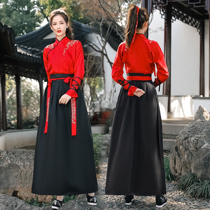 古装武侠风汉服女汉元素中国风日常改良毕业学生班服交领男女套装