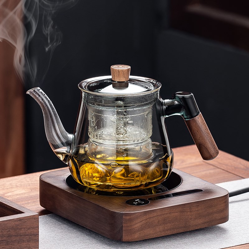 2024新款超薄煮茶炉侧把茶具玻璃泡茶壶电陶炉小型煮茶器套装保温