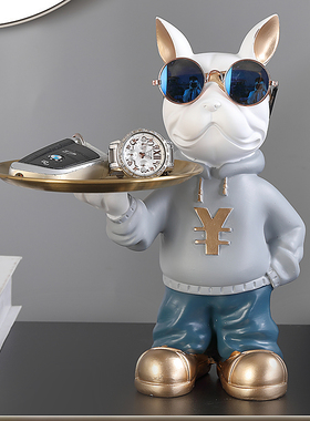 法斗犬玄关收纳摆件美式家居饰品客厅装饰门口鞋柜上放钥匙小摆设