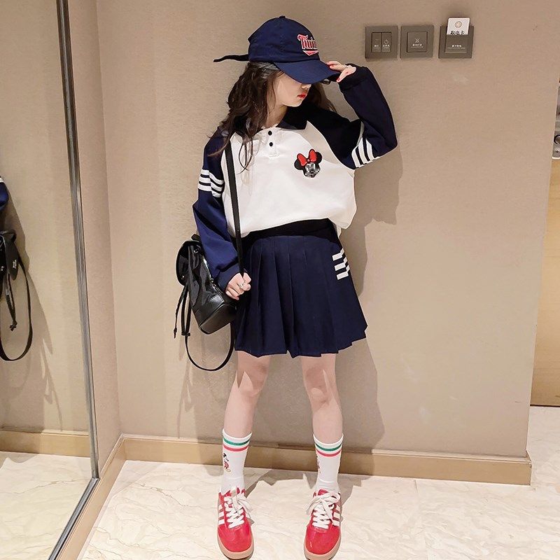 女童学院风套装儿童2024夏装短袖洋气夏季童装女大童JK裙子两件套