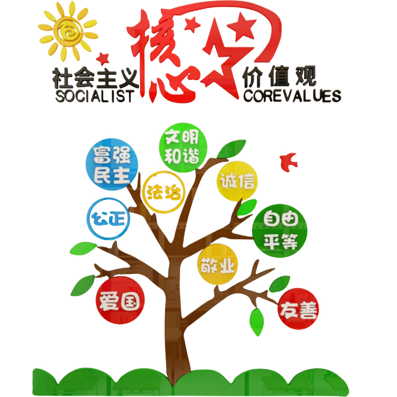 社会主义核心价值观墙贴学校班级教室布置装饰党建文化墙背景贴纸