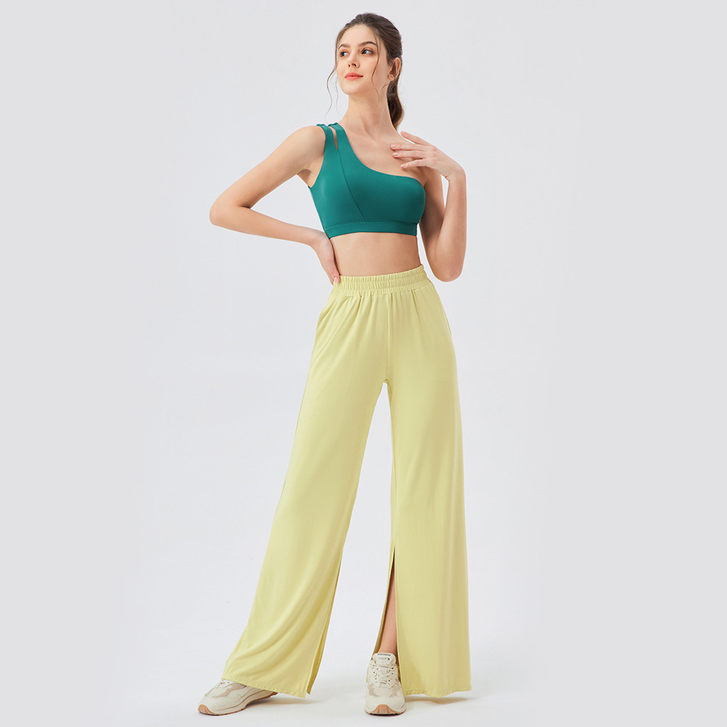 黄色瑜伽裤宽松高腰阔腿运动裤外穿2026春夏新款普拉提健身瑜伽服