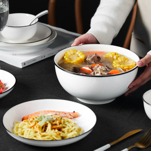 简约陶瓷碗家用大号汤碗面碗餐具套装吃饭碗